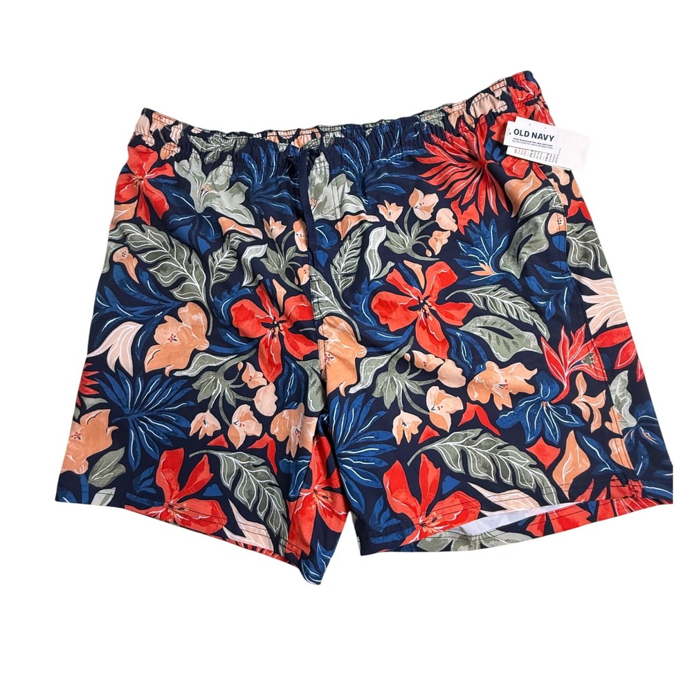 Old Navy Mens XL Floral Swim Trunks‎ Board Shorts Elastic Waist UPF 50 New-846